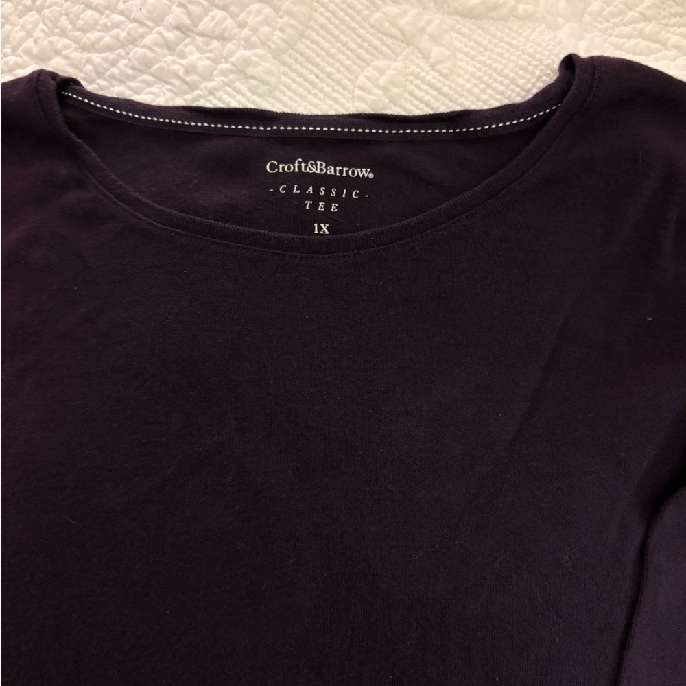 Croft & Barrow Women's Dark Purple Long Sleeve Classic Tee size 1X